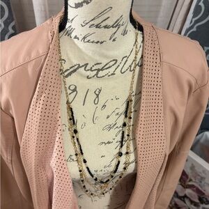 Faux leather Open Front Jacket